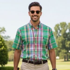 NWOT Polo Ralph Lauren M Old Money Country Club Preppy Madras Plaid Oxford Shirt